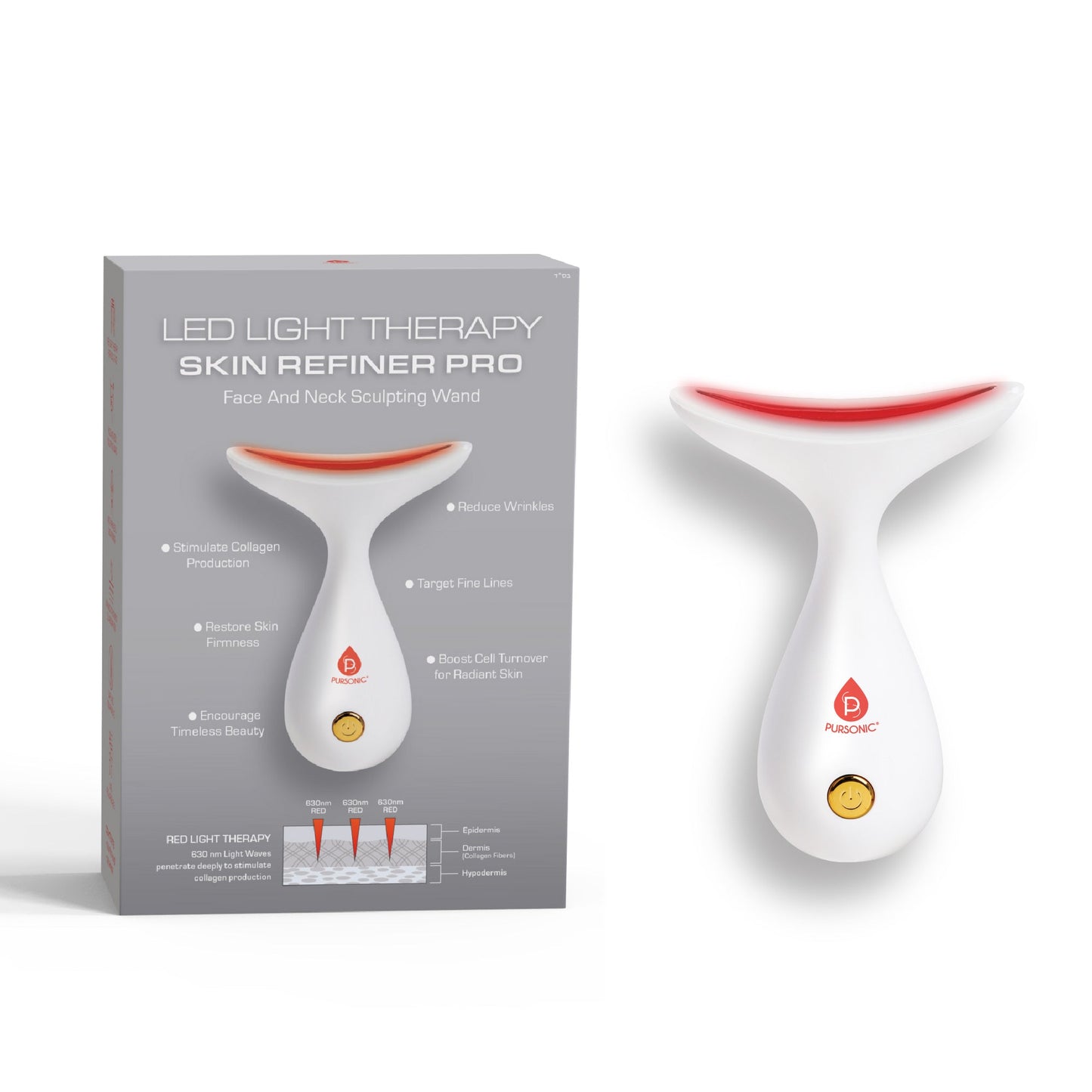 Pursonic LED Light Therapy Neck & Face Sculpting Wand-5