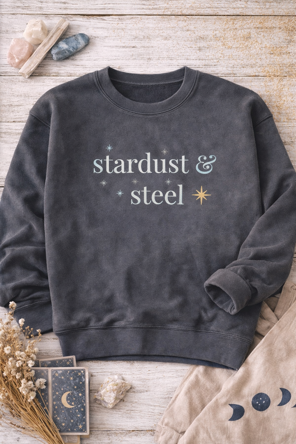 Sweatshirt — "stardust & steel" Minimal Star Graphic Cozy Pullover