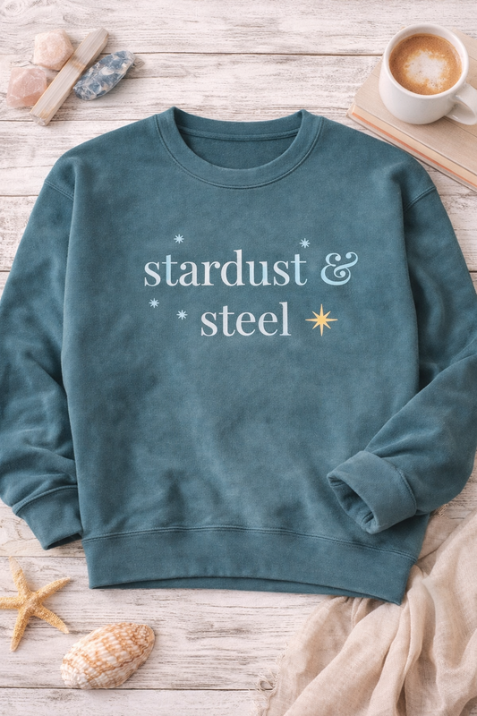 Sweatshirt — "stardust & steel" Minimal Star Graphic Cozy Pullover