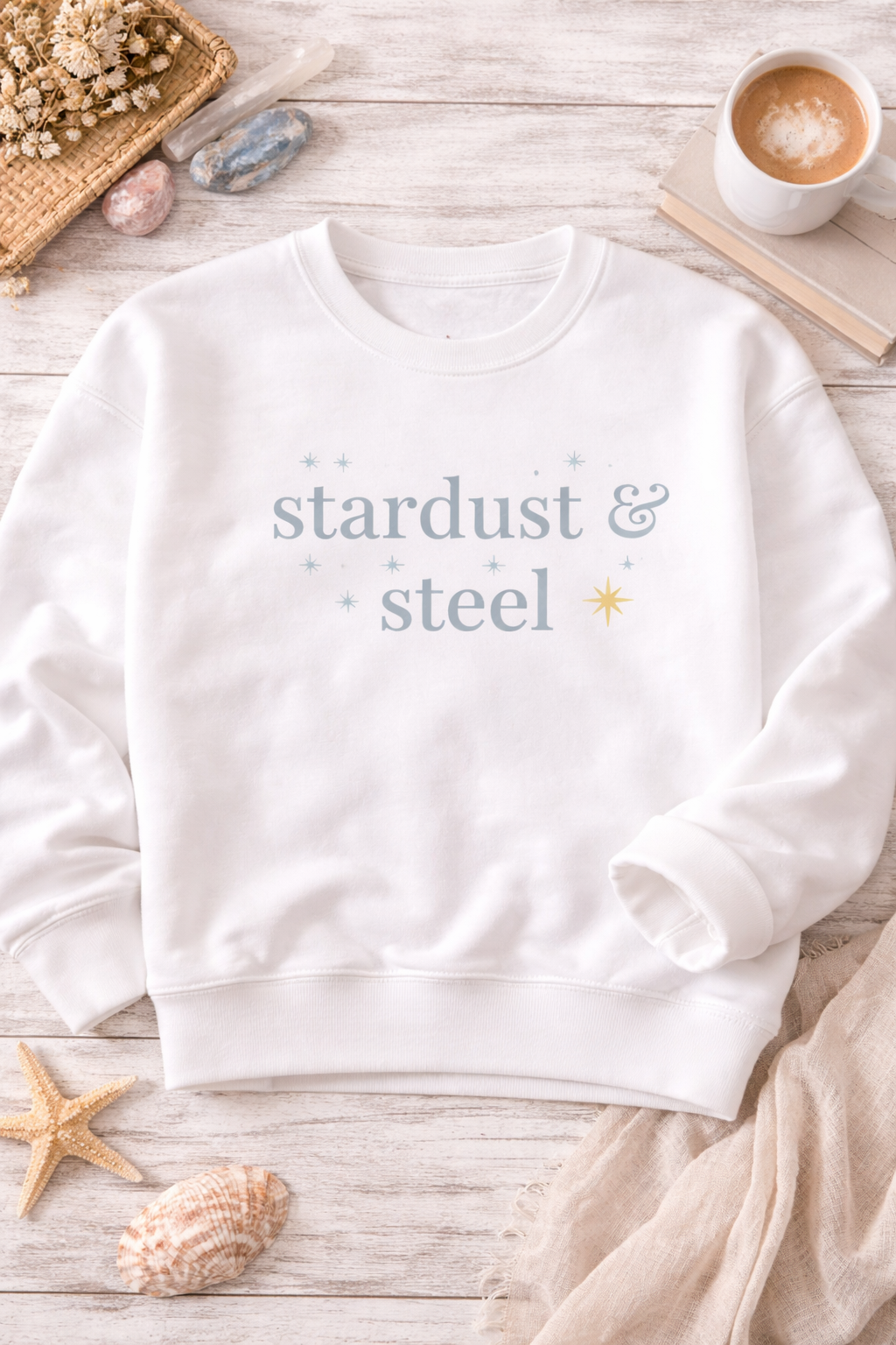 Sweatshirt — "stardust & steel" Minimal Star Graphic Cozy Pullover