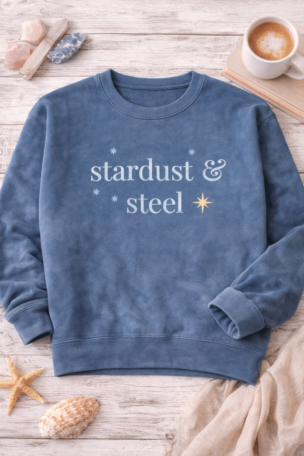 Sweatshirt — "stardust & steel" Minimal Star Graphic Cozy Pullover